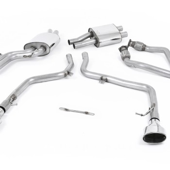 Audi S5 B8 (S tonic) - Race Non-Resonated (Louder) Cat-Back Exhaust System with Polished Oval Trims - Polished - Oval (Jet)