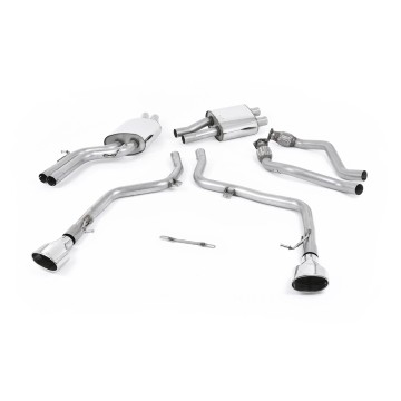 Audi S5 B8 (S tonic) - Race Non-Resonated (Louder) Cat-Back Exhaust System with Polished Oval Trims - Polished - Oval (Jet)