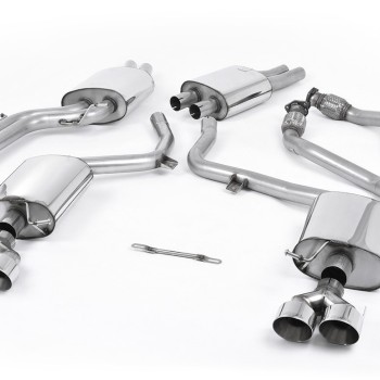 Audi S4 V6/S5 3.0 B8.5 Sportback - Resonated (Quieter) Cat-Back Exhaust System with Quad Outlet Polished Trims - Polished