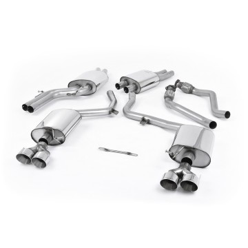 Audi S4 V6/S5 3.0 B8.5 Sportback - Resonated (Quieter) Cat-Back Exhaust System with Quad Outlet Polished Trims - Polished