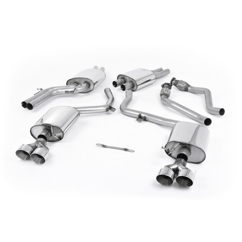 Audi S4 V6/S5 3.0 B8.5 Sportback - Resonated (Quieter) Cat-Back Exhaust System with Quad Outlet Polished Trims - Polished