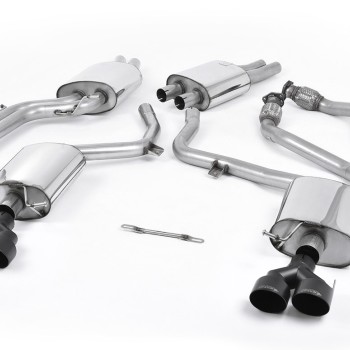 Audi S4 V6/S5 3.0 B8.5 Sportback - Resonated (Quieter) Cat-Back Exhaust System with Quad Outlet Ceramic Black Trims - Cerakote Black