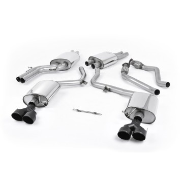Audi S4 V6/S5 3.0 B8.5 Sportback - Resonated (Quieter) Cat-Back Exhaust System with Quad Outlet Ceramic Black Trims - Cerakote Black
