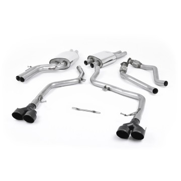 Audi S4 V6/S5 3.0 B8.5 Sportback - Cat-Back Race (Louder) Exhaust System with Quad Outlet Ceramic Black Trims - Cerakote Black