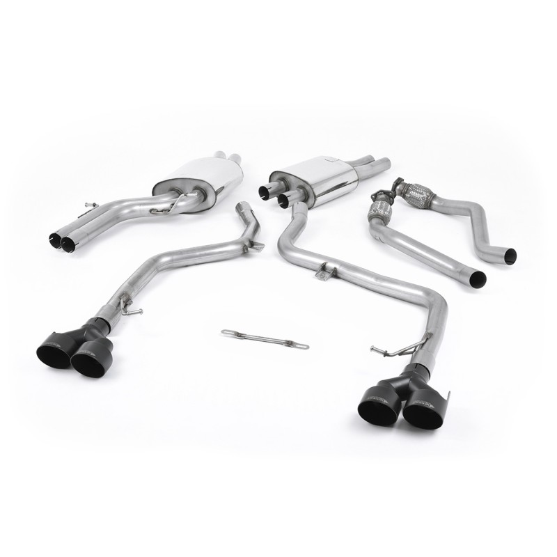 Audi S4 V6/S5 3.0 B8.5 Sportback - Cat-Back Race (Louder) Exhaust System with Quad Outlet Ceramic Black Trims - Cerakote Black