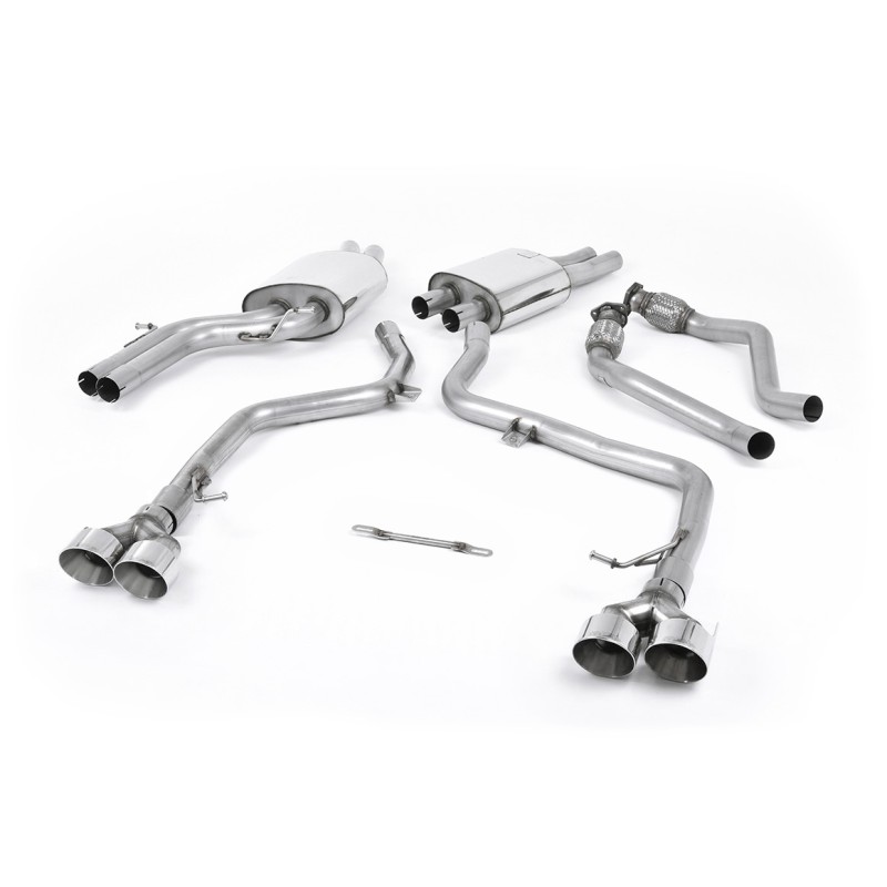 Audi S4 V6/S5 3.0 B8.5 Sportback - Cat-Back Race (Louder) Exhaust System with Quad Outlet Polished Trims - Polished
