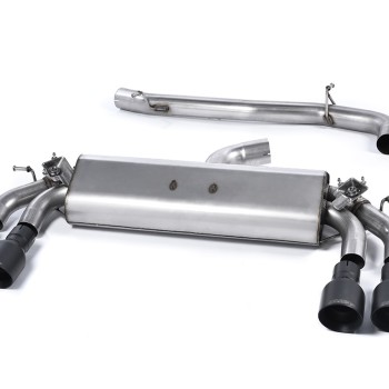 Audi S3 8V.2 - Non-Resonated (Louder) Cat-Back Exhaust System with Quad Round Cerakote Black Trims - Cerakote Black - GT