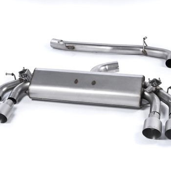 Audi S3 8V.2 - Non-Resonated (Louder) Cat-Back Exhaust System with Quad Round Titanium Trims - Brushed Titanium - GT