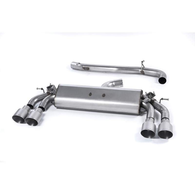 Audi S3 8V.2 - Non-Resonated (Louder) Cat-Back Exhaust System with Quad Round Titanium Trims - Brushed Titanium - GT