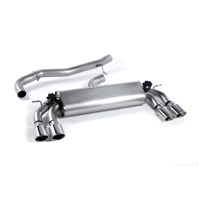 Audi S3 8V.2 - Non-Resonated (Louder) Cat-Back Exhaust System with Quad Oval Polished Trims - Polished - Oval (Jet)