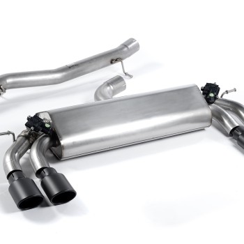 Audi S3 8V.2 - Non-Resonated (Louder) Cat-Back Exhaust System with Quad Oval Cerakote Black Trims - Cerakote Black - Oval (Jet)