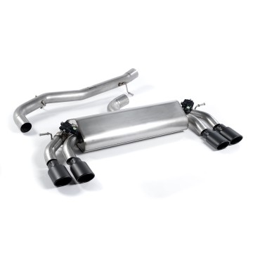 Audi S3 8V.2 - Non-Resonated (Louder) Cat-Back Exhaust System with Quad Oval Cerakote Black Trims - Cerakote Black - Oval (Jet)