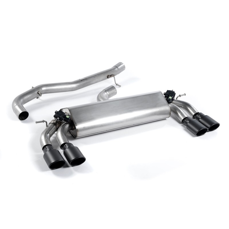 Audi S3 8V.2 - Non-Resonated (Louder) Cat-Back Exhaust System with Quad Oval Cerakote Black Trims - Cerakote Black - Oval (Jet)