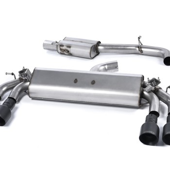 Audi S3 8V/8V.2 - Resonated (quieter) Cat-Back Exhaust System with Quad Round Cerakote Black Trims - Cerakote Black - GT
