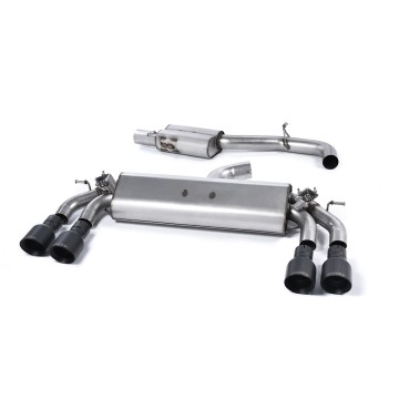 Audi S3 8V/8V.2 - Resonated (quieter) Cat-Back Exhaust System with Quad Round Cerakote Black Trims - Cerakote Black - GT