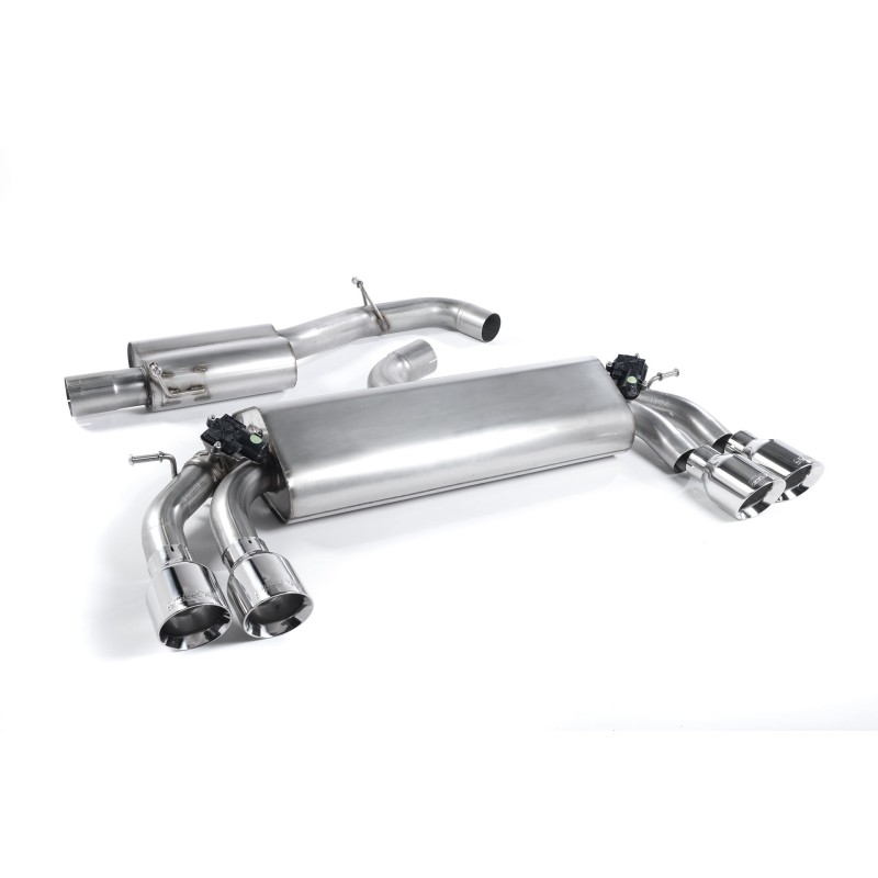 Audi S3 8V/8V.2 - Resonated (Quieter) Cat-Back Exhaust System with Quad Round Polished Trims - Polished - GT