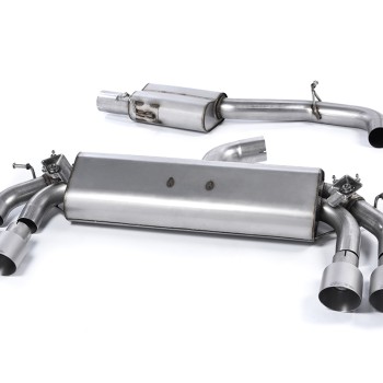 Audi S3 8V/8V.2 - Resonated Cat-Back Exhaust System with Quad Oval Brushed Titanium Trims - Brushed Titanium - GT