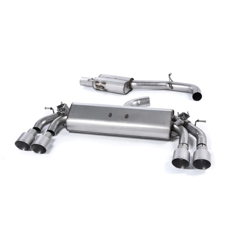 Audi S3 8V/8V.2 - Resonated Cat-Back Exhaust System with Quad Oval Brushed Titanium Trims - Brushed Titanium - GT