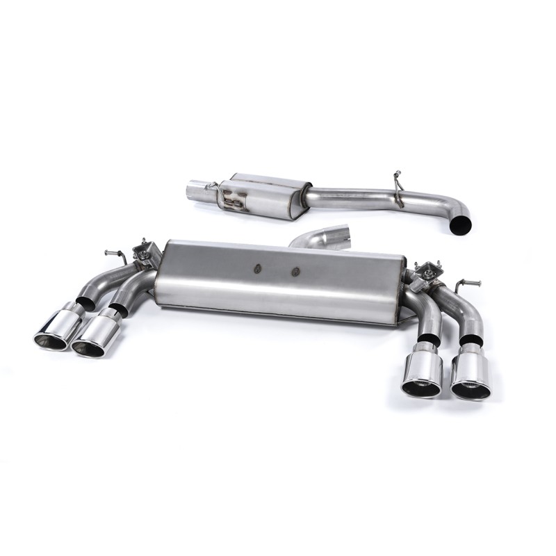 Audi S3 8V/8V.2 - Resonated (Quieter) Cat-Back Exhaust System with Quad Oval Polished Tips - Polished - Oval (Jet)