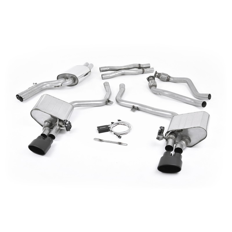 Audi S5 B8 Sportback - Valved and Resonated Cat-Back Exhaust System with Black Oval Trims