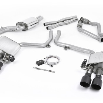 Audi S4 V6/S5 3.0 B8.5 - Valved & Resonated (Quieter) Cat-Back Exhaust System with Black Velvet Trims - Cerakote Black