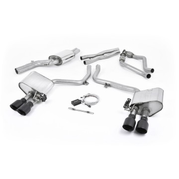 Audi S4 V6/S5 3.0 B8.5 - Valved & Resonated (Quieter) Cat-Back Exhaust System with Black Velvet Trims - Cerakote Black