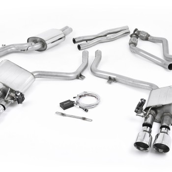Audi S4 V6/S5 3.0 B8.5 - Valved & Resonated (Quieter) Cat-Back Exhaust System with Polished Trims - Polished
