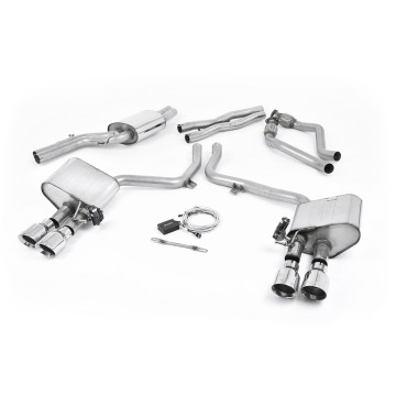 Audi S4 V6/S5 3.0 B8.5 - Valved & Resonated (Quieter) Cat-Back Exhaust System with Polished Trims - Polished