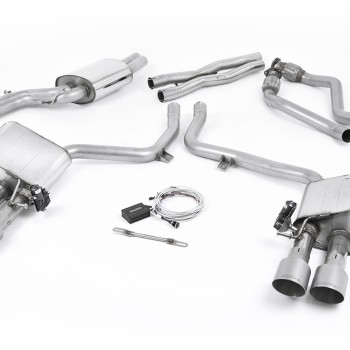 Audi S4 V6/S5 3.0 B8.5 - Valved & Resonated (Quieter) Cat-Back Exhaust System with Titanium Trims - Brushed Titanium