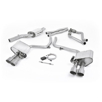 Audi S4 V6/S5 3.0 B8.5 - Valved & Resonated (Quieter) Cat-Back Exhaust System with Titanium Trims - Brushed Titanium