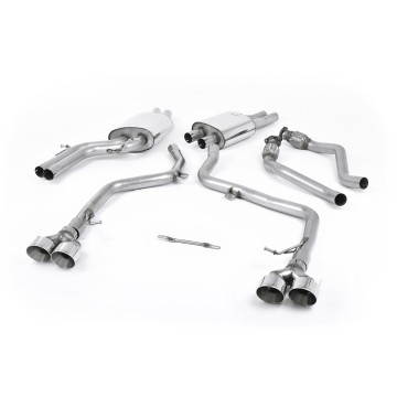 Audi S5 B8.5 Coupe/Cabriolet - Non-Resonated (Louder) Cat-Back Exhaust System with Polished Quad Outlet Trims - Polished