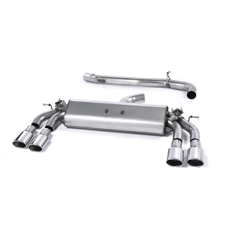 Audi S3 8V.2 Sportback - Non-Resonated (Louder) Cat-Back Exhaust System with Quad Oval Polished Trims - Polished - Oval (Jet)