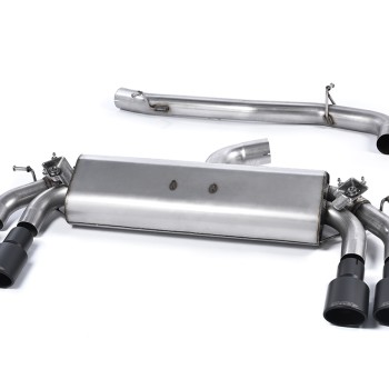 Audi S3 8V.2 Sportback - Non-Resonated (Louder) Cat-Back Exhaust System with Quad Oval Cerakote Black Trims - Cerakote Black - Oval (Jet)