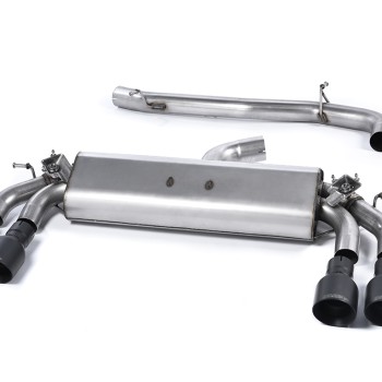 Audi S3 8V.2 Sportback - Non-Resonated (Louder) Cat-Back Exhaust System with Quad Round Cerakote Black Trims - Cerakote Black - GT