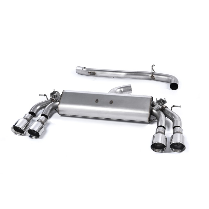 Audi S3 8V.2 Sportback - Non-Resonated (Louder) Cat-Back Exhaust System with Quad Round Polished Trims - Polished - GT