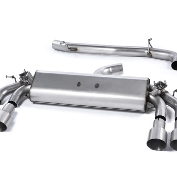 Audi S3 8V.2 Sportback - Non-Resonated (Louder) Cat-Back Exhaust System with Quad Round Titanium Trims - Brushed Titanium - GT