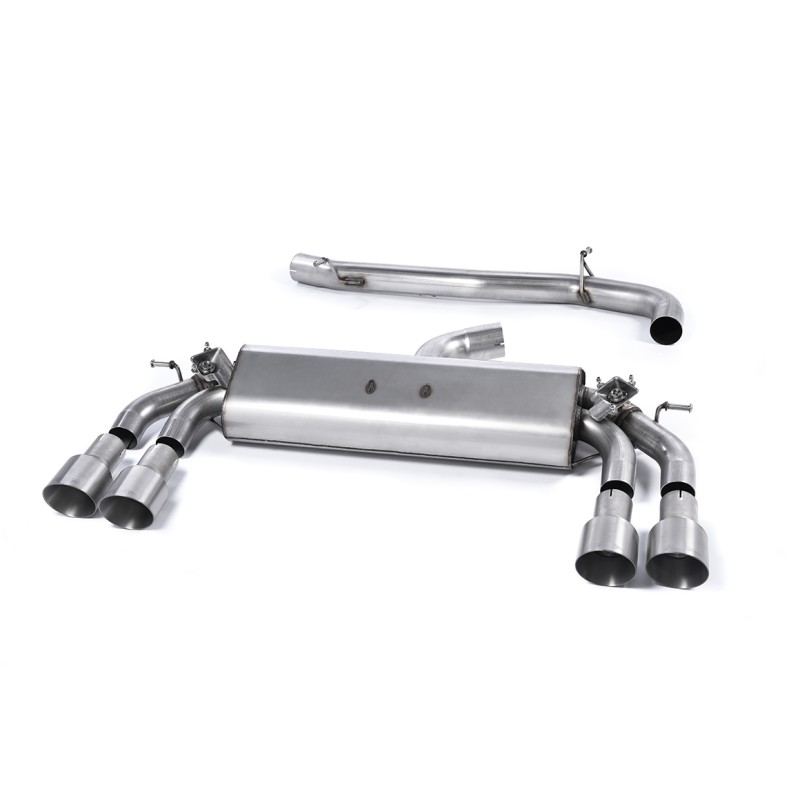 Audi S3 8V.2 Sportback - Non-Resonated (Louder) Cat-Back Exhaust System with Quad Round Titanium Trims - Brushed Titanium - GT