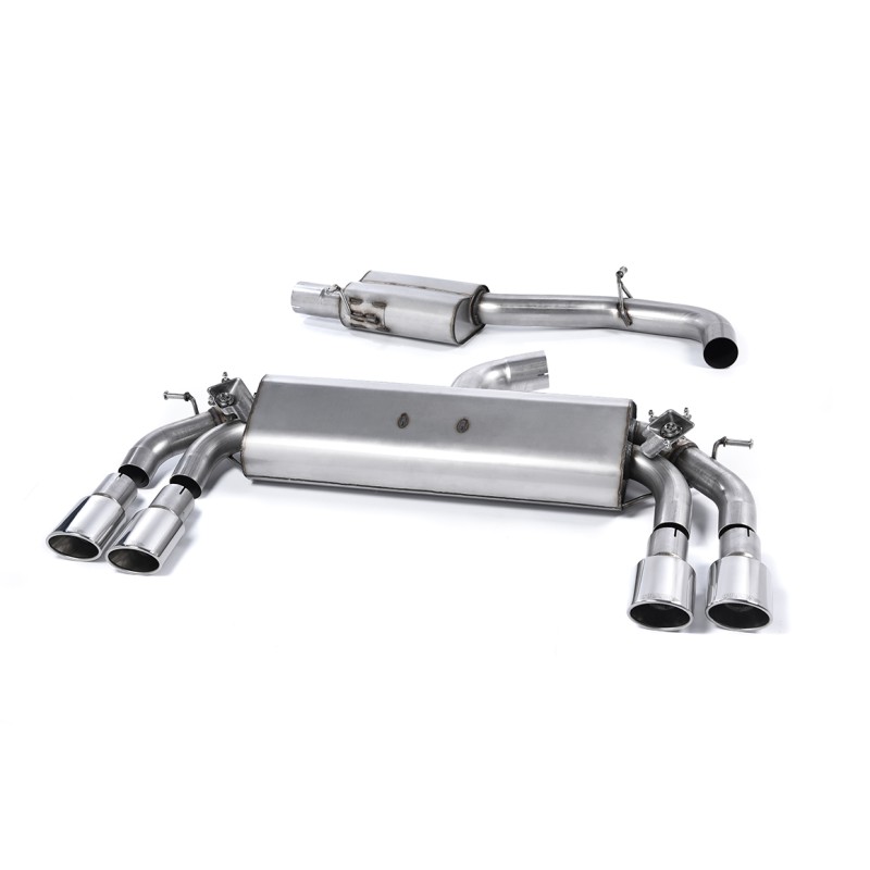 Audi S3 8V/8V.2 Sportback Non GPF - Resonated (Quieter) Cat-Back Exhaust System with Quad Oval Polished Trims - Polished - Oval (Jet)