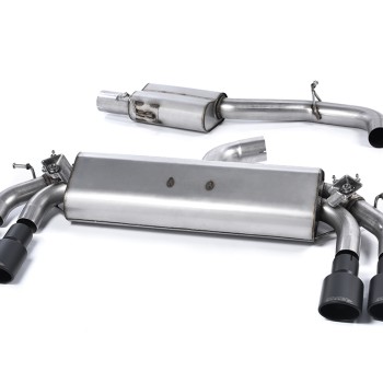 Audi S3 8V/8V.2 Sportback Non GPF - Resonated (Quieter) Cat-Back Exhaust System with Quad Oval Cerakote Black Trims - Cerakote Black - Oval (Jet)