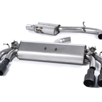 Audi S3 8V/8V.2 Sportback Non GPF - Resonated (Quieter) Cat-Back Exhaust System with Quad Round Cerakote Black Trims - Cerakote Black - GT