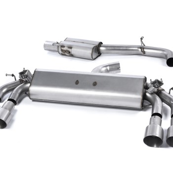Audi S3 8V/8V.2 Sportback Non GPF - Resonated (Quieter) Cat-Back Exhaust System with Quad Round Titanium Trims - Brushed Titanium - GT