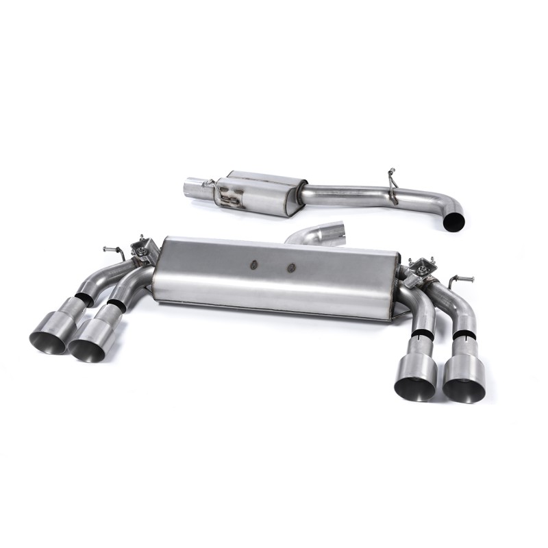 Audi S3 8V/8V.2 Sportback Non GPF - Resonated (Quieter) Cat-Back Exhaust System with Quad Round Titanium Trims - Brushed Titanium - GT