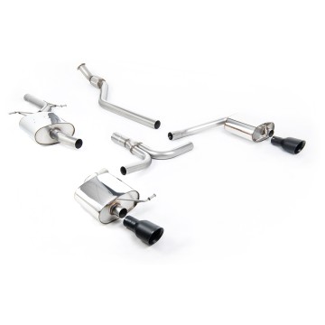 Audi A4 2.0 B8 S line (Manual) - Resonated (Quieter) Cat-Back Exhaust System with Dual-outlet Cerakote Black Trims - Cerakote Black - Dual