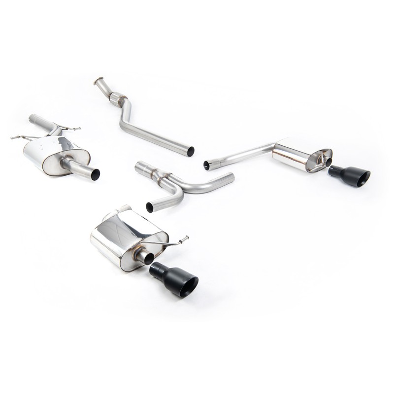 Audi A4 2.0 B8 S line (Manual) - Resonated (Quieter) Cat-Back Exhaust System with Dual-outlet Cerakote Black Trims - Cerakote Black - Dual