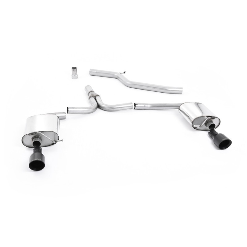 Audi A4 2.0 TDI B8/A5 S-line - Cat-Back Exhaust System with Cerakote Black Dual Outlet Trims - Cerakote Black