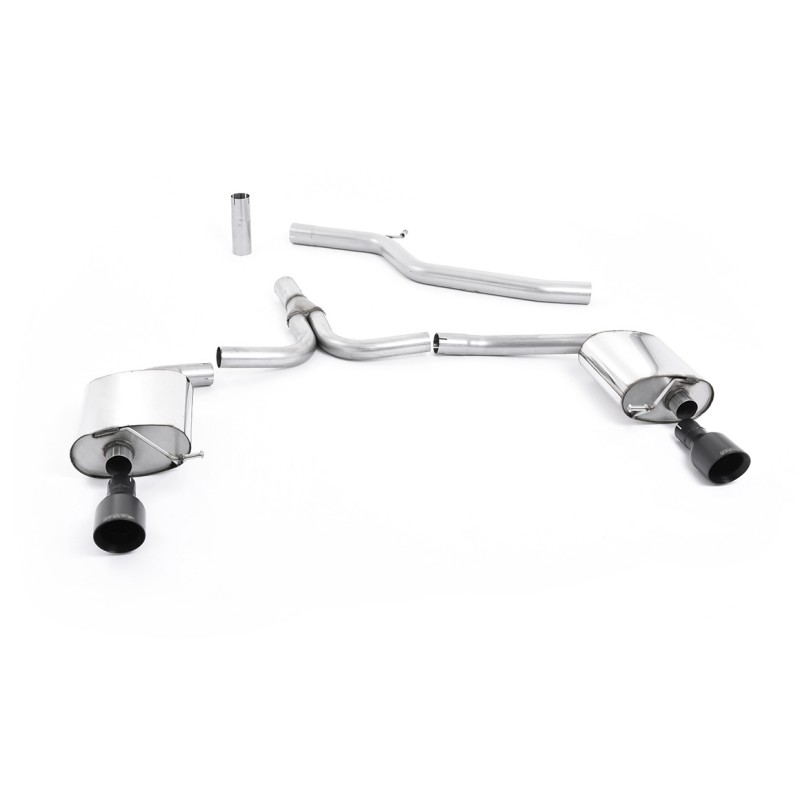 Audi A4 3.0 TDI B8 - Cat-Back Exhaust System with Cerakote Black Duel Outlet Trims - Cerakote Black