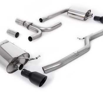 Audi A5 3.0 TDI - Cat-Back Exhaust System with Dual Outlet Cerakote Black GT100 Trims - Cerakote Black