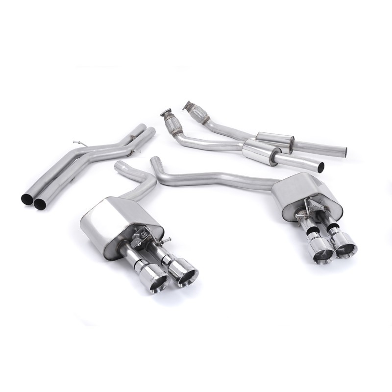 Audi S6 C7/S7 Sportback - Valved & Non-Resonated (Louder) Cat-Back Exhaust System with Polished Trims - Polished