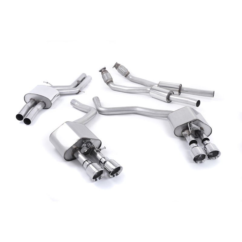 Audi S6 C7/S7 Sportback - Valved & Resonated (Quieter) Cat-Back Exhaust System with Polished Trims - Polished