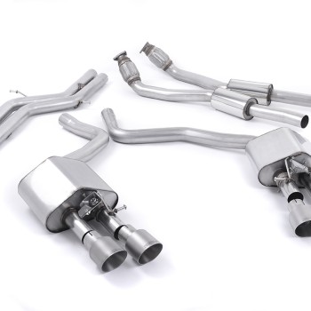 Audi S6 C7/S7 Sportback - Valved & Non-Resonated (Louder) Cat-Back Exhaust System with Titanium Trims - Brushed Titanium